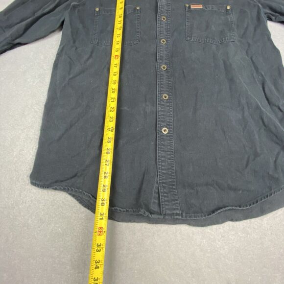 Carhartt Shirt Mens L Tall Black Heavy Denim Flap Pockets Button Down Workwear - Picture 5 of 7